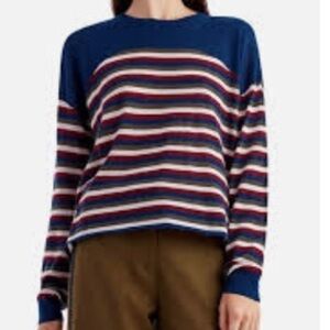 Jason Wu NWT Wool Blend Crewneck Sweater Relax Fit Blue Red Stripe Size XS